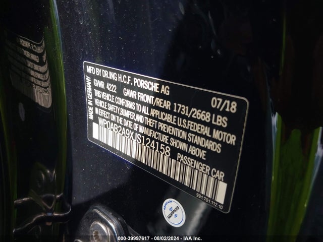 2018 PORSCHE 911 WP0AB2A9XJS124158 Photo 8