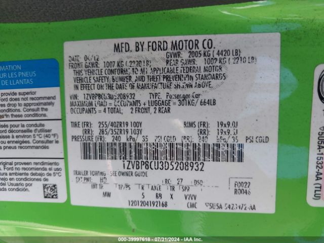 2013 FORD MUSTANG 1ZVBP8CU3D5208932 Photo 8