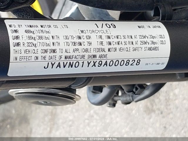 2009 YAMAHA XVS950 JYAVN01YX9A000828 Photo 9