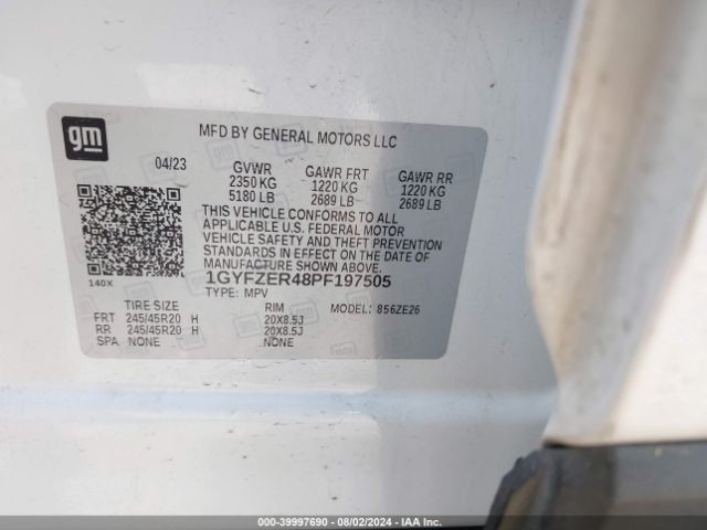 1GYFZER48PF197505 Cadillac Xt4 Fwd Sport