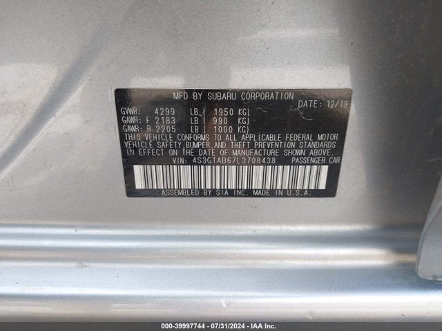 4S3GTAB67L3708438 Subaru Impreza 5-door