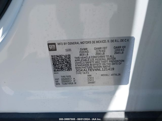 3GKALTEV4NL121419 GMC Terrain Awd Sle