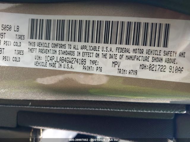 1C4PJLAB4GW274189 Jeep Cherokee Sport