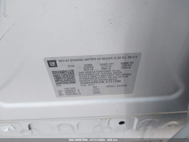 3GNAXSEV4LS717280 Chevrolet Equinox Awd Ls