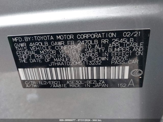 JTHAA1D20M5113232 Lexus IS 300