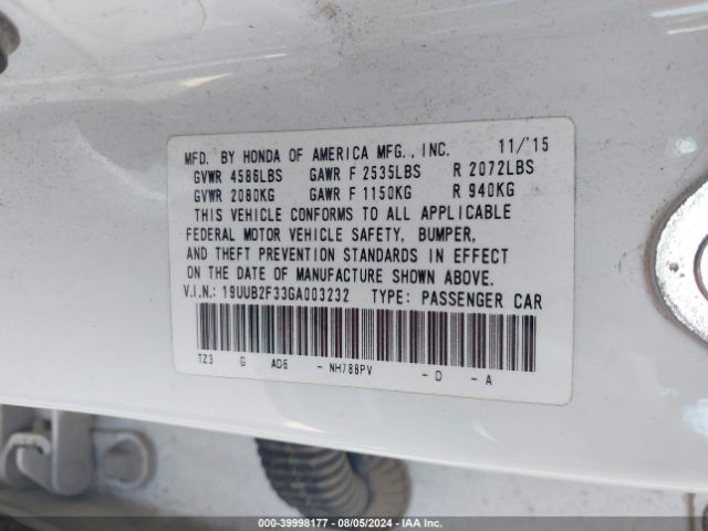 19UUB2F33GA003232 Acura Tlx V6