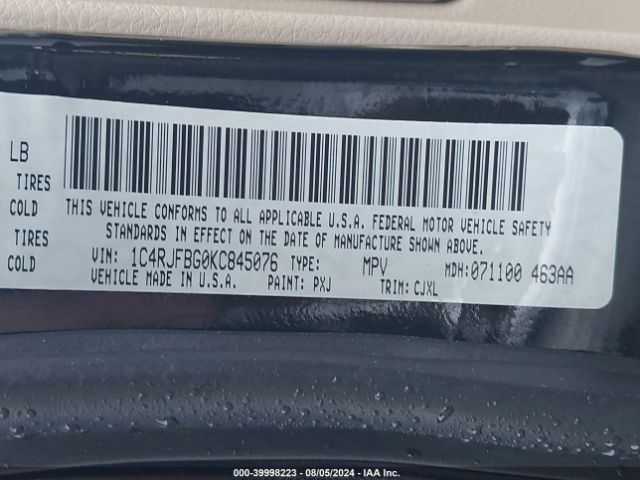 2019 JEEP GRAND CHEROKEE 1C4RJFBG0KC845076 Photo 8