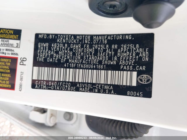 Toyota CAMRY LE 2017 4T1BF1FK6HU641661 Image 9