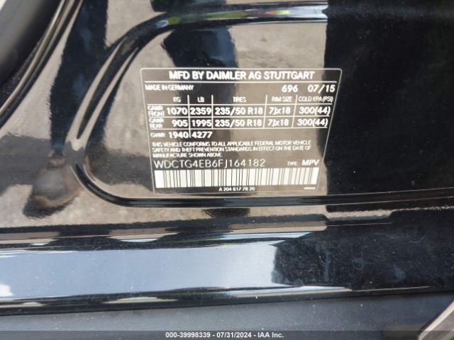 WDCTG4EB6FJ164182 Mercedes-Benz GLA 250