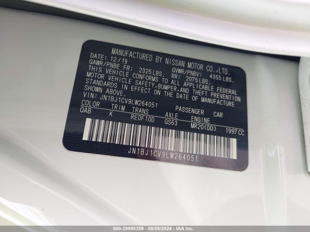 JN1BJ1CV9LW264051 Nissan Rogue Sport Sl Fwd Xtronic Cvt