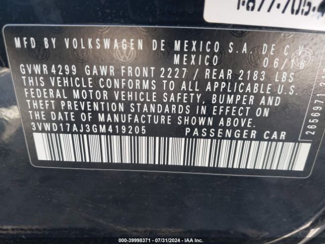 3VWD17AJ3GM419205 Volkswagen Jetta 1.8t Sport