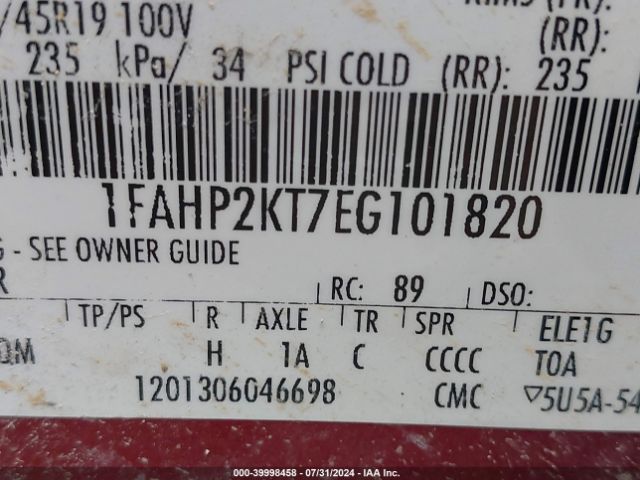 1FAHP2KT7EG101820 Ford TAURUS SHO