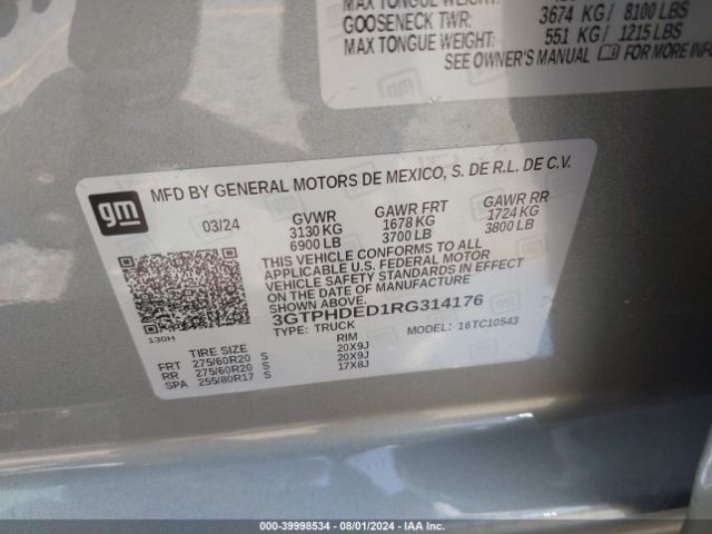 3GTPHDED1RG314176 GMC Sierra 1500 2wd  Short Box Slt
