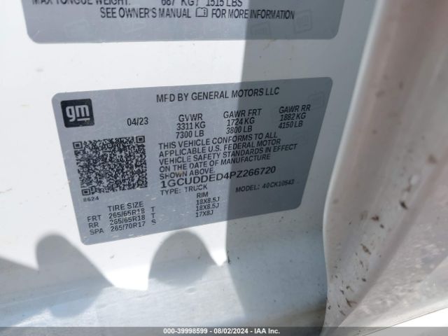 1GCUDDED4PZ266720 Chevrolet Silverado 1500 4wd  Standard Bed Lt