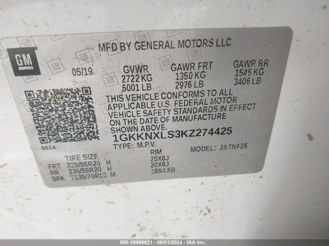 GMC Acadia Denali 2019 1GKKNXLS3KZ274425 Image 9