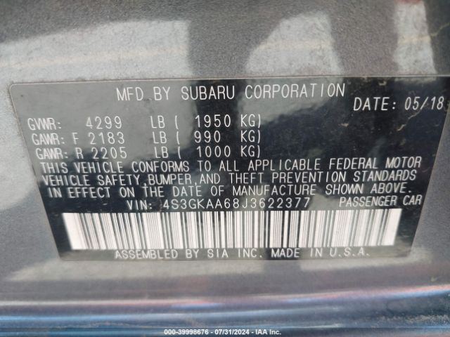 4S3GKAA68J3622377 Subaru Impreza 2.0i