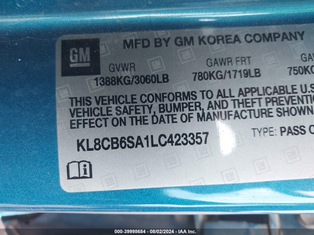 Chevrolet Spark Fwd Ls Automatic 2020 KL8CB6SA1LC423357 Image 9