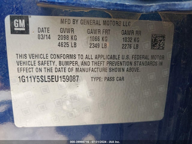 Chevrolet Impala 1ls 2014 1G11Y5SL5EU159087 Image 9