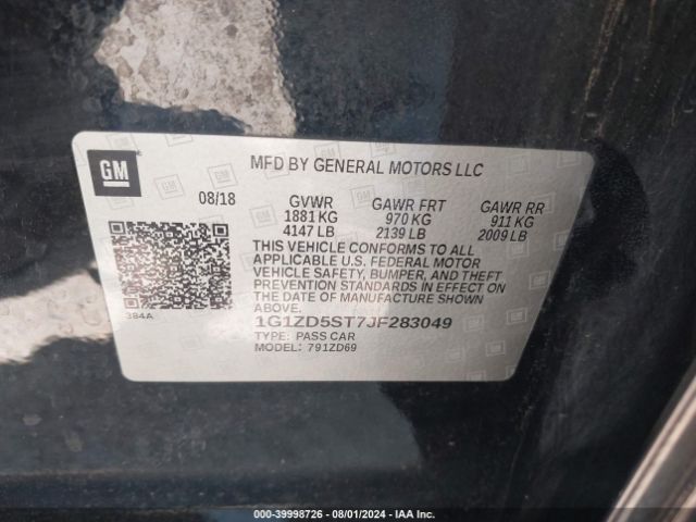 1G1ZD5ST7JF283049 Chevrolet MALIBU LT