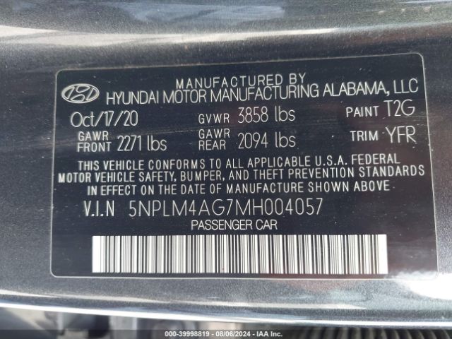 5NPLM4AG7MH004057 Hyundai ELANTRA SEL