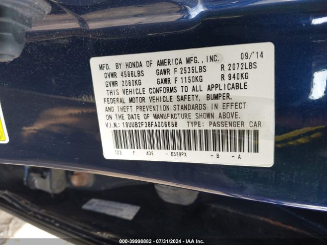 19UUB2F38FA006688 Acura Tlx V6