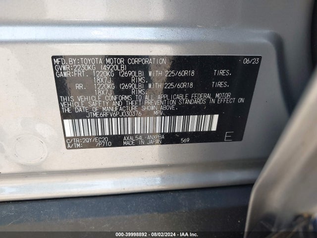 JTME6RFV6PJ030376 Toyota Rav4 Hybrid Xse