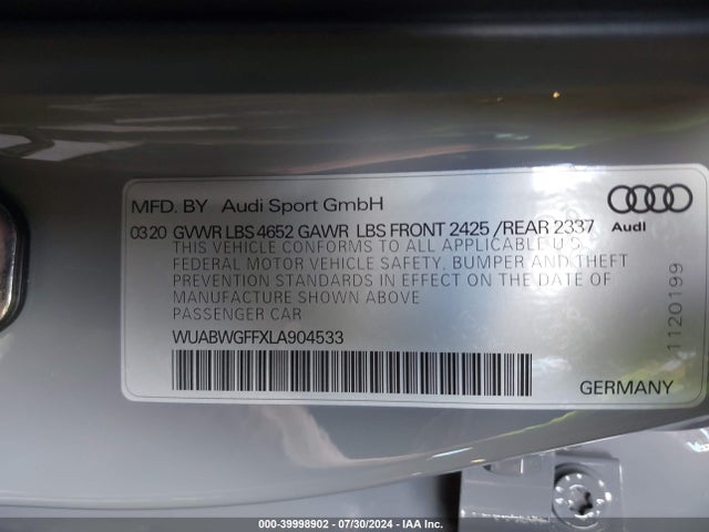 2020 AUDI RS 3 WUABWGFFXLA904533 Photo 8