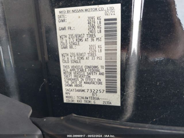 5N1AT3AB6MC732257 Nissan Rogue S Intelligent Awd