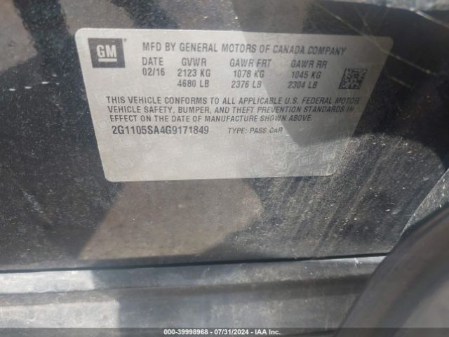 2G1105SA4G9171849 Chevrolet IMPALA 1LT