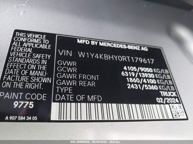 W1Y4KBHY0RT179617 Mercedes-Benz Sprinter 2500 Standard Roof 4-cyl Diesel