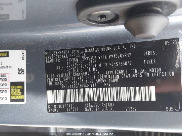 7MUBAABG1NV034111 Toyota Corolla Cross Le
