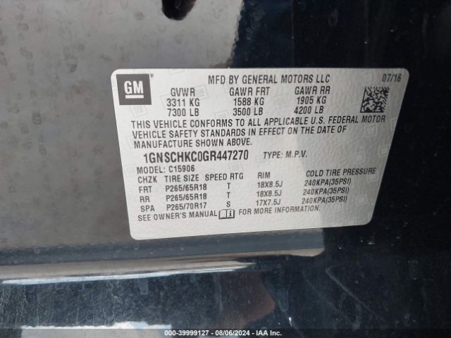 1GNSCHKC0GR447270 Chevrolet Suburban Lt