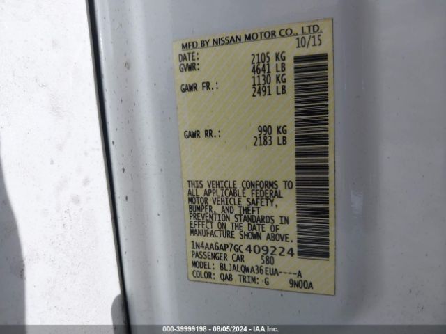 1N4AA6AP7GC409224 Nissan Maxima 3.5 S