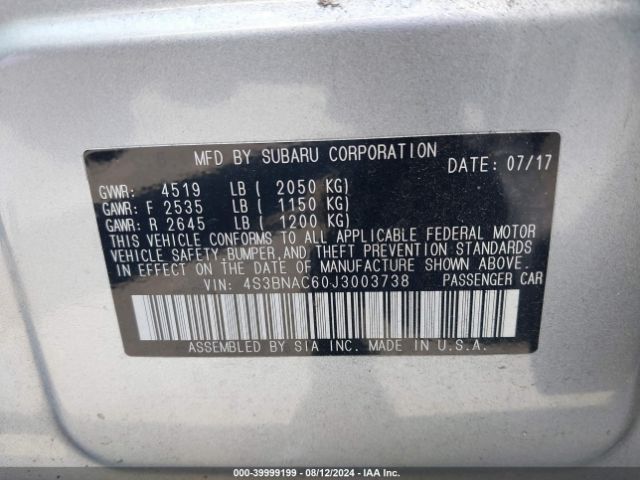 4S3BNAC60J3003738 Subaru Legacy 2.5i Premium