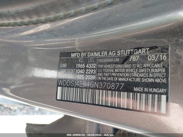 WDDSJ4EB4GN370877 Mercedes-Benz CLA 250