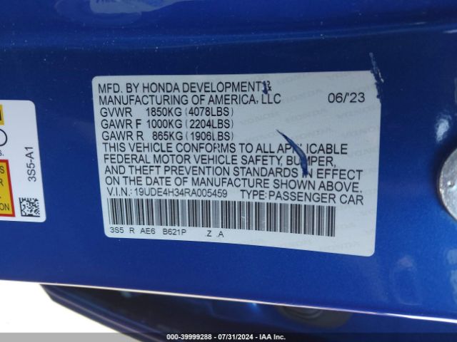 19UDE4H34RA005459 Acura Integra A-spec