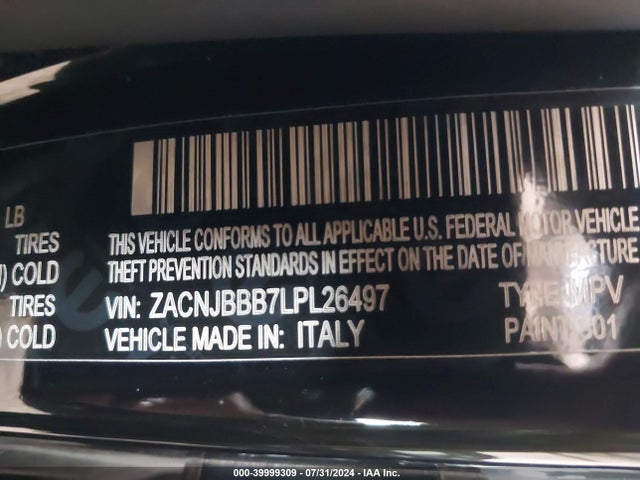 ZACNJBBB7LPL26497 Jeep Renegade Altitude 4x4