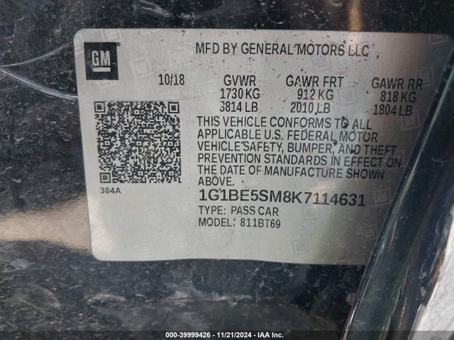 1G1BE5SM8K7114631 Chevrolet CRUZE LT