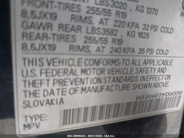 WA1AHAF71HD043056 Audi Q7 2.0t Premium