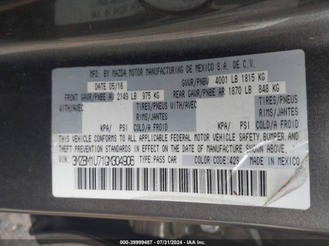3MZBM1U71GM304906 Mazda Mazda3 I Sport