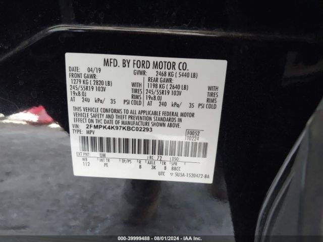 2019 FORD EDGE 2FMPK4K97KBC02293 Photo 8