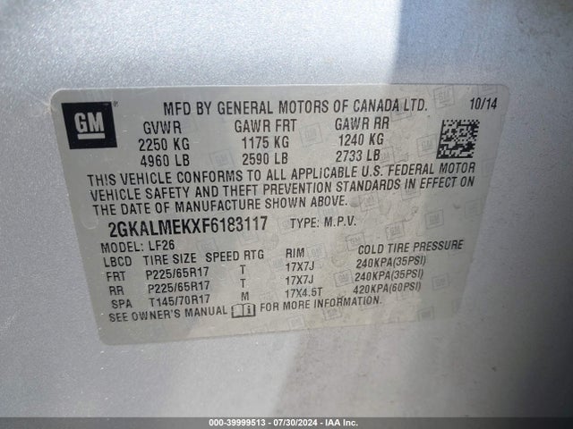 2GKALMEKXF6183117 GMC Terrain Sle-1