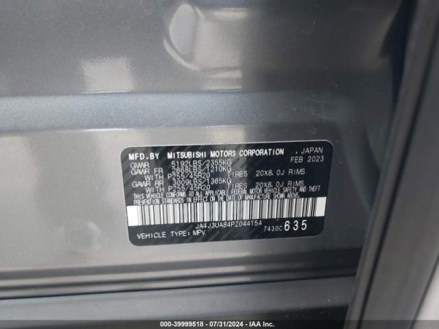 JA4J3UA84PZ044154 Mitsubishi Outlander Se 2.5 2wd