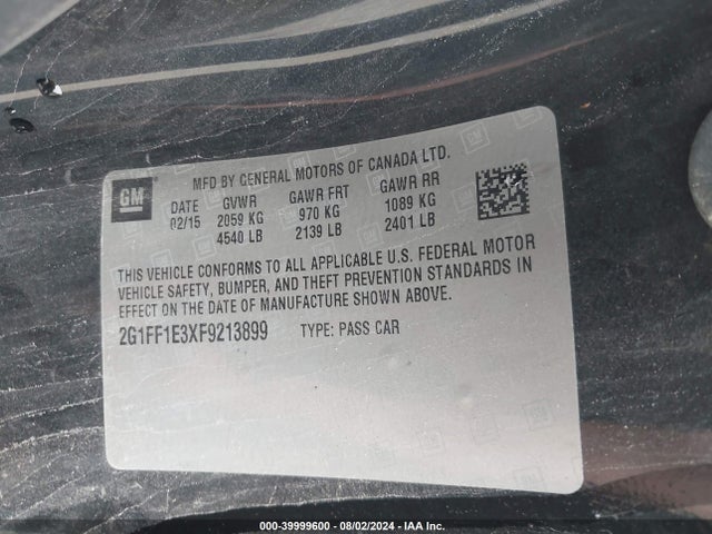 Chevrolet Camaro 2lt 2015 2G1FF1E3XF9213899 Image 9