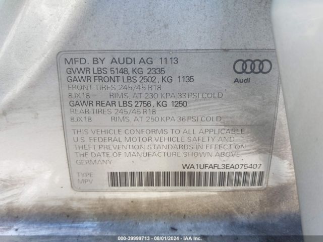 WA1UFAFL3EA075407 Audi Allroad 2.0t Premium