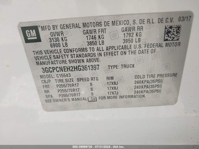 Chevrolet Silverado 1500 Wt 2017 3GCPCNEH2HG361397 Image 9