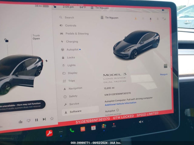 Tesla Model 3 Long Range Dual Motor All-wheel Drive 2022 5YJ3E1EB6NF361370 Image 16