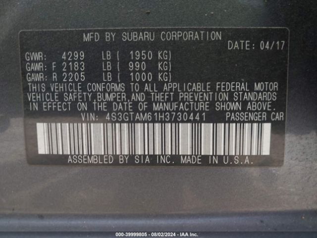 4S3GTAM61H3730441 Subaru Impreza 2.0i Sport