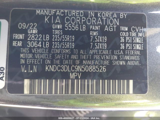 KNDC3DLC9N5088526 KIA Ev6 Wind