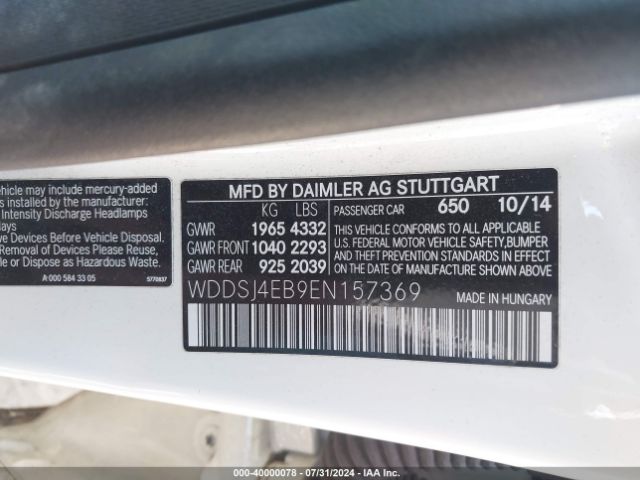 WDDSJ4EB9EN157369 Mercedes-Benz CLA 250